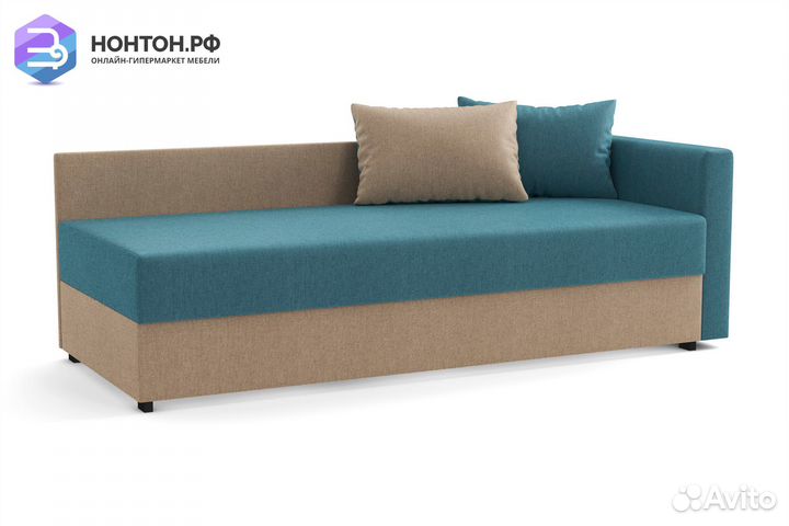 Диван Мальта синий / темно-бежевый