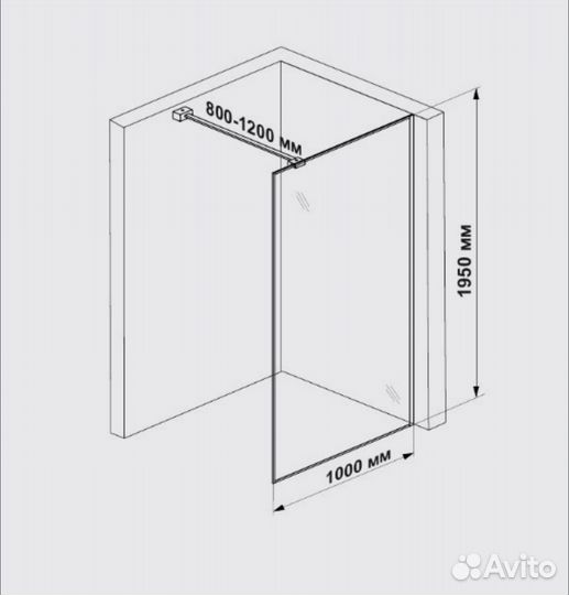 Огражденние для душа из закалённого стекла