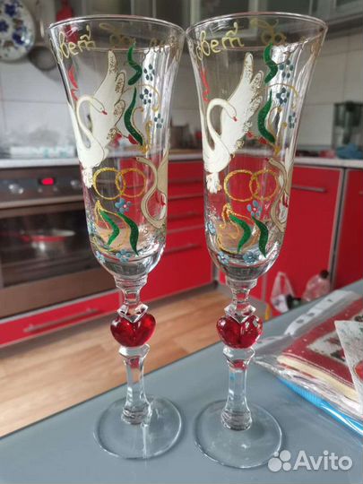 Свадебные бокалы ручной работы