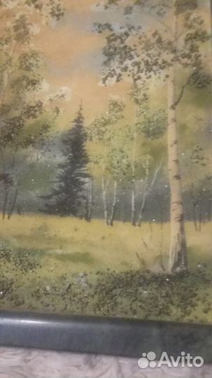 Картина из каменной крошки. Летний пейзаж. Березы