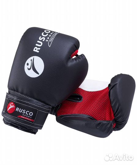 Перчатки боксерские, 10oz, к/з, черный Rusco
