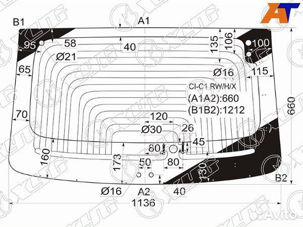 Стекло заднее citroen C1