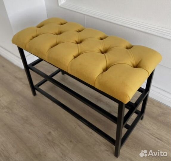 Обувница банкетка из металла с каретной стяжкой