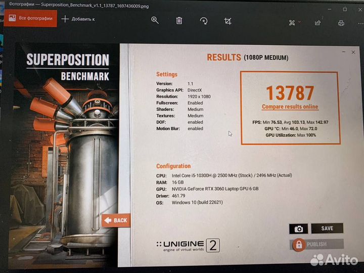 Ноутбук Acer Nitro Core i5-10/ RTX 3060 6Gb/ 144Гц
