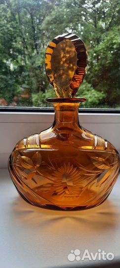Марганцевое стекло хрусталь СССР графин и 4 бокала