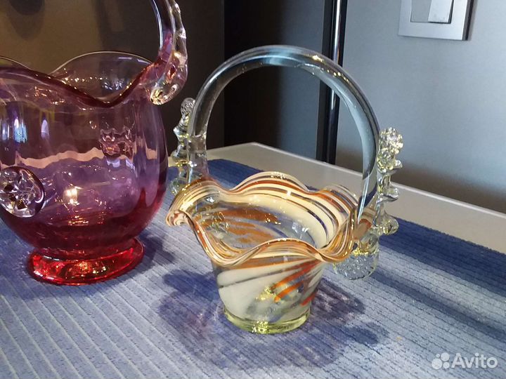 Конфетницы цветное стекло винтажные СССР