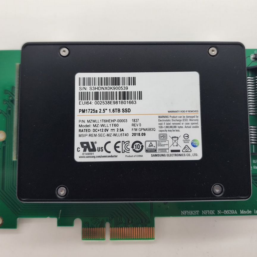 [PM1725A] Ssd Samsung 1.6тб Новый U.2 Pm1725a