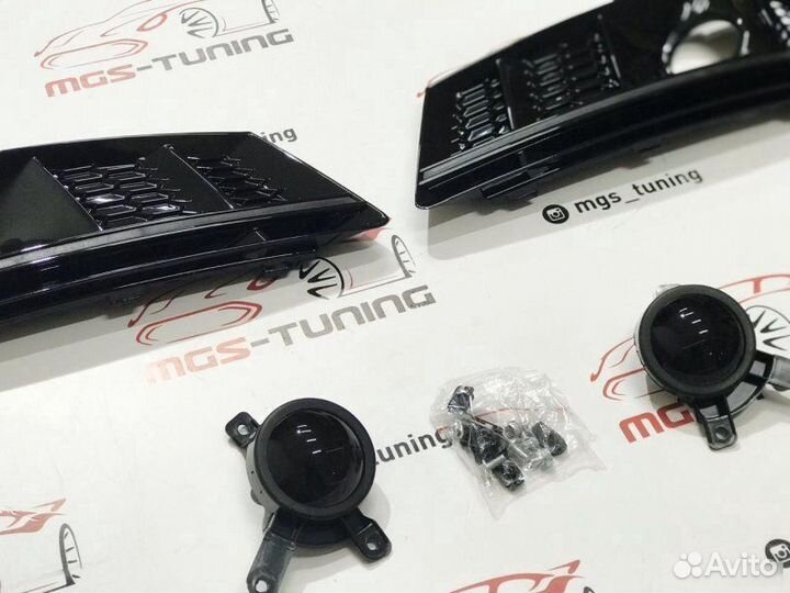 Вставки в бампер Audi A4 15-н.в. стиль RS4 Черные