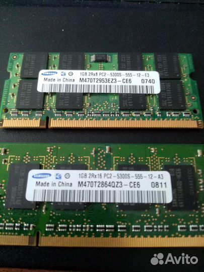 Память опер Samsung 1GB 2RX16 PC2-5300S-555-12-A3