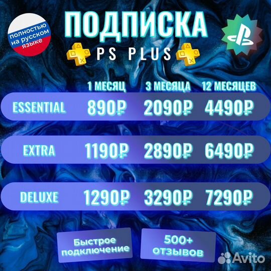 Подписка PS Plus Deluxe PS4 PS5 на 1 месяц