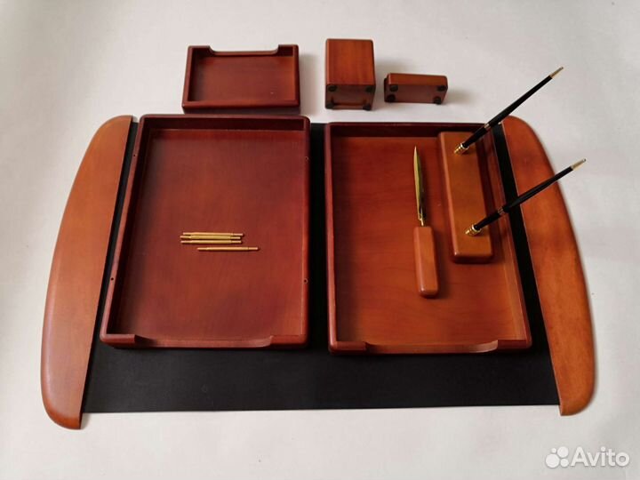 Письменный настольный набор, натуральное дерево