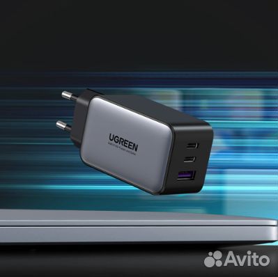 Зарядное устройство Ugreen USB-A + 2xUSB-C 65W GAN