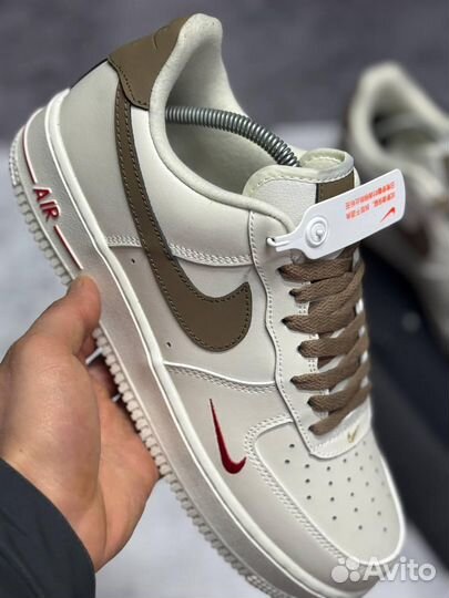 Кроссовки Nike Air Force 1 White Brown (Арт.26218)