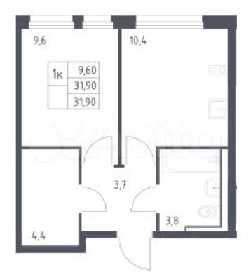 1-к. квартира, 31,9 м², 4/11 эт.