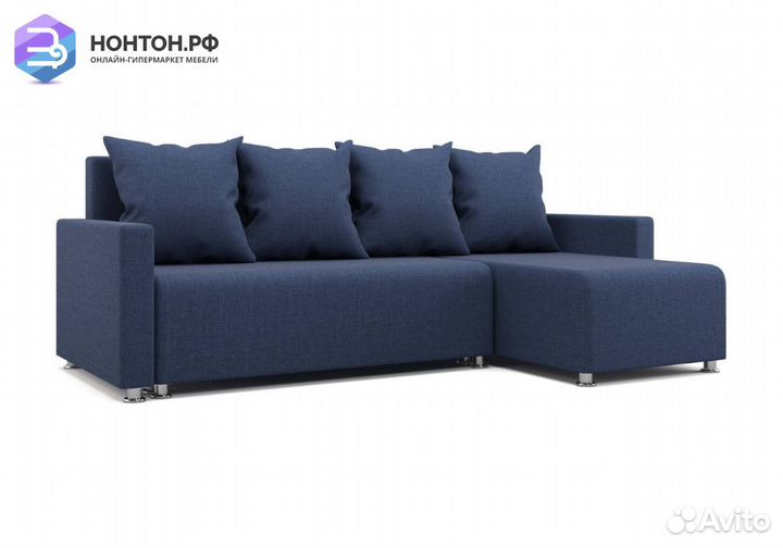 Диван угловой еврокнижка Челси темно-синий