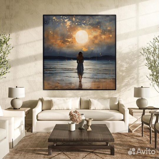 Итерьерная картина маслом Девушка на берегу моря