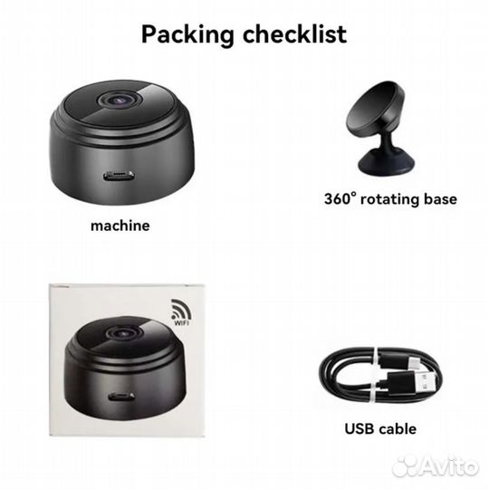 Wi Fi Мини портативная камера А9 с аккумулятором