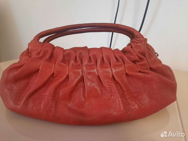 Сумка натуральная кожа красная