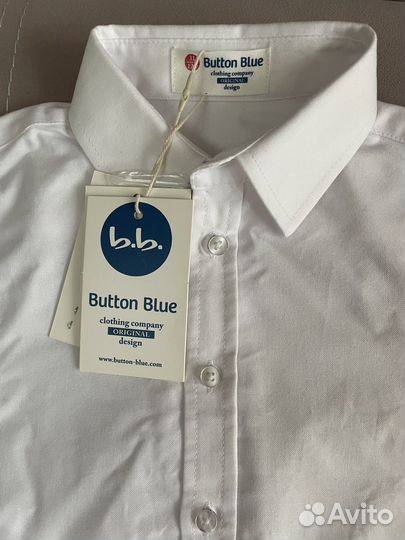 Рубашка сорочка белая 128 button blue