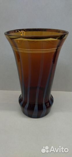 Вазочка. двухслойное стекло позолота. СССР 1960-е