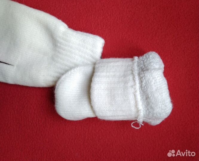 Варежки (рукавицы) зимние женские двойные, белые