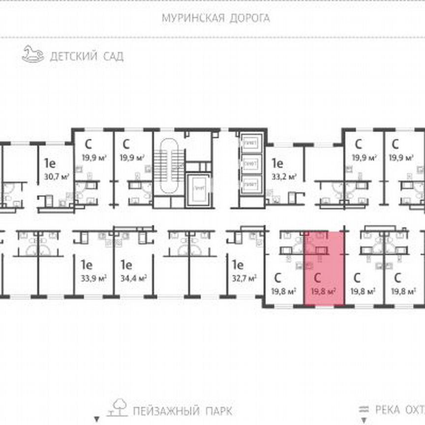 Квартира-студия, 19,8 м², 5/22 эт.