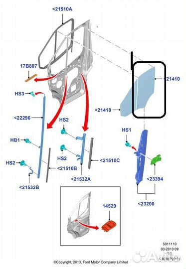 Стекло переднее левое Ford Transit 8 FCD 310M