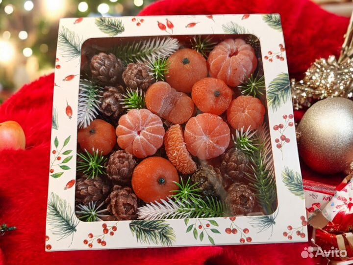 Мыло ручной работы, набор шишки/мандарины