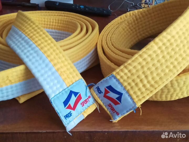 Пояс для тхэквондо, бело-желтый, жёлтый, зелёный