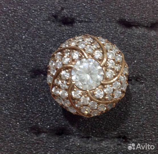 Кольцо с фианитами позолоченное серебро 925 проба