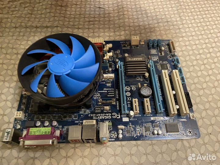 Материнская плата+куллер+две оперативной памяти