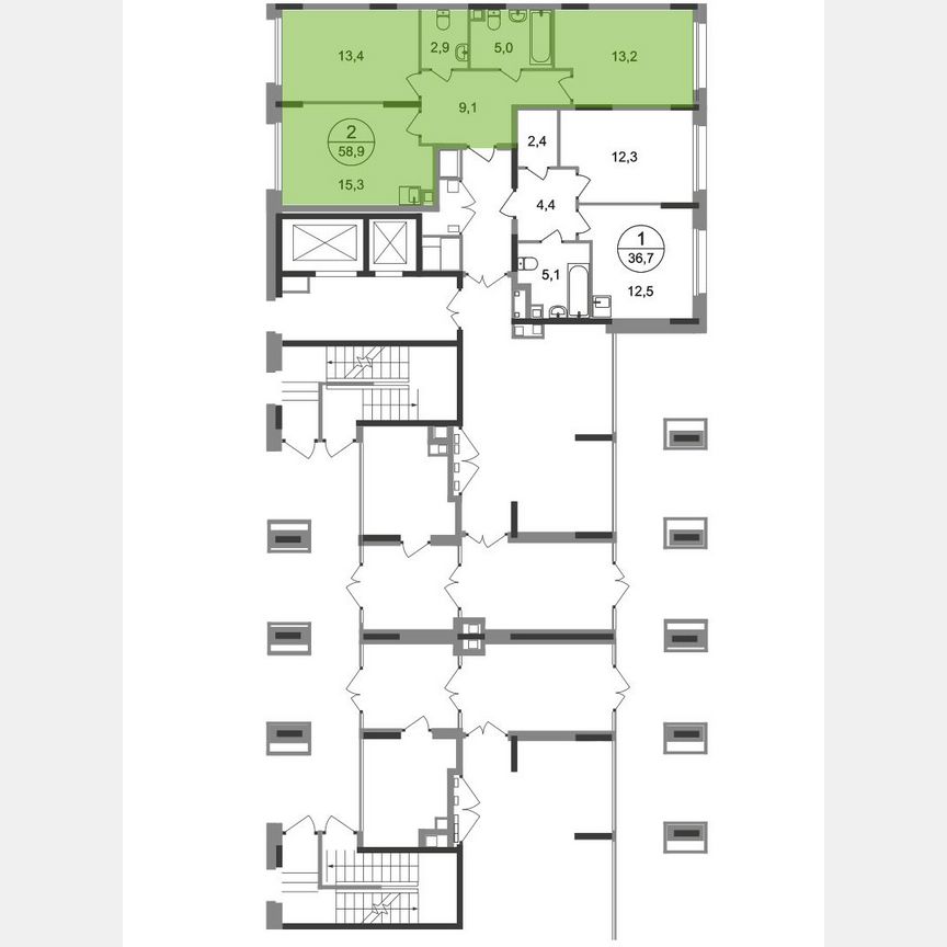 2-к. квартира, 58,9 м², 1/17 эт.