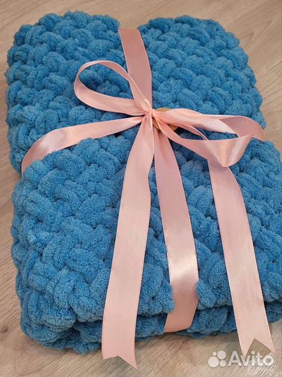 Плед детский вязаный плюшевый