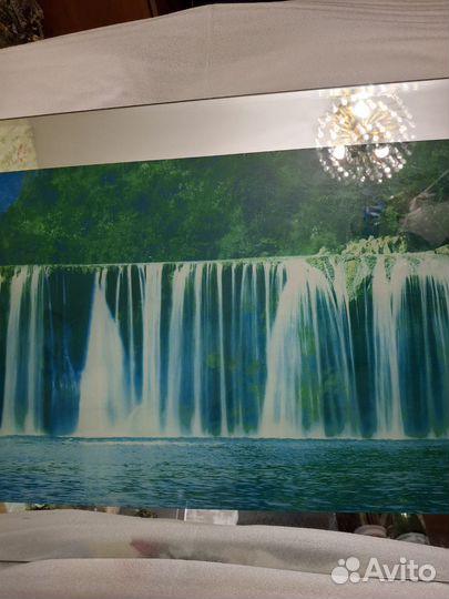 Картина зеркало водопад стекло аквариум