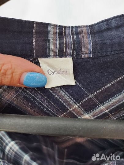 Рубашка тёмно-синяя в клетку