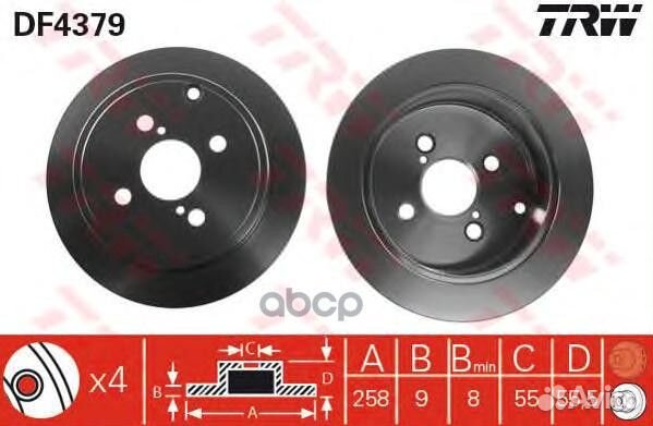 Диск тормозной зад DF4379 DF4379 TRW