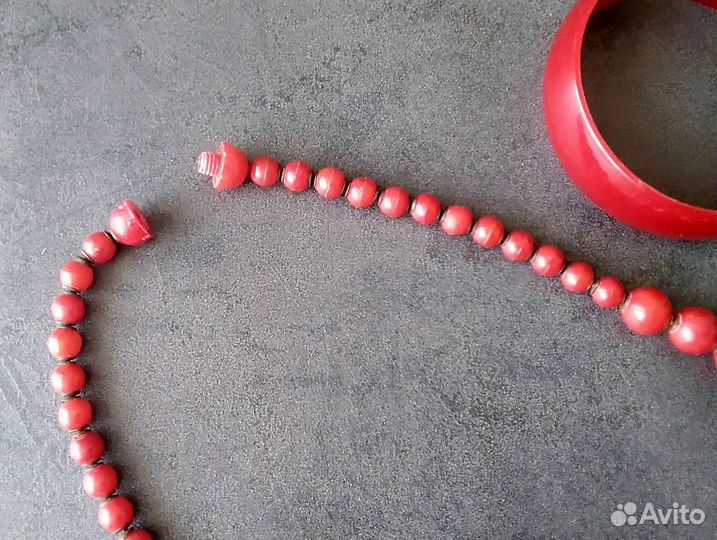 Бусы, клипсы, браслет пластмасса СССР винтаж