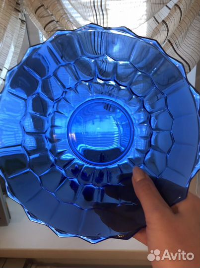 Салатник/фруктовница винтаж кобальтовое стекло 60