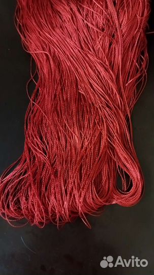 Шторы нитяные красные, кисея