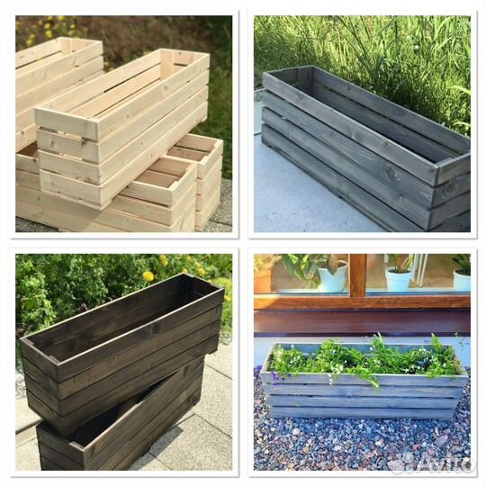 Деревянные ящики кашпо