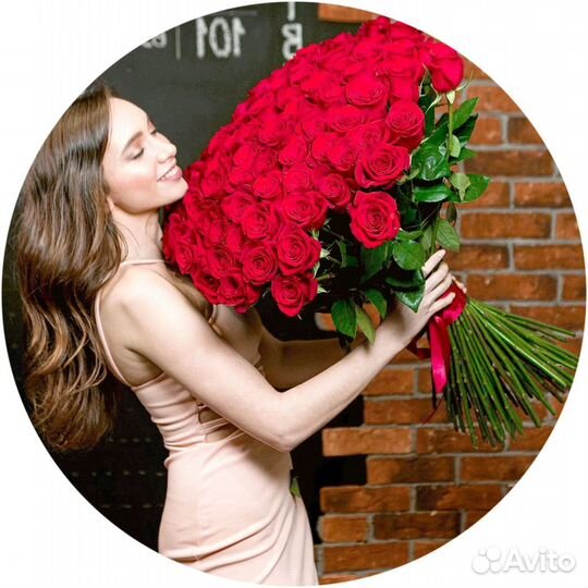 Купить 101 розу, доставка цветов