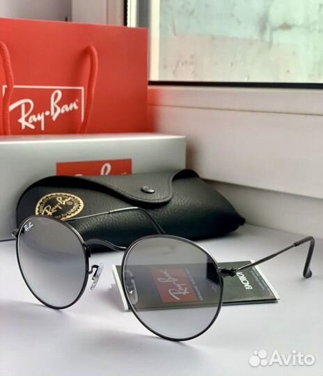 Очки ray ban round metal пепельные