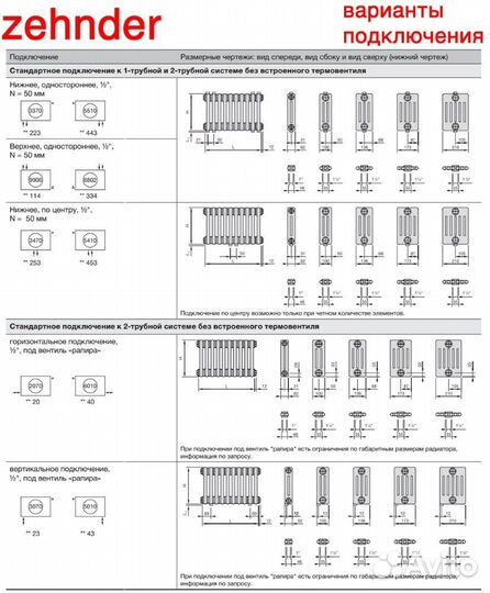 Стальной трубчатый радиатор отопления Zehnder 2030