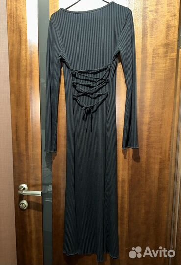 Платье трикотажное женское лапша черное