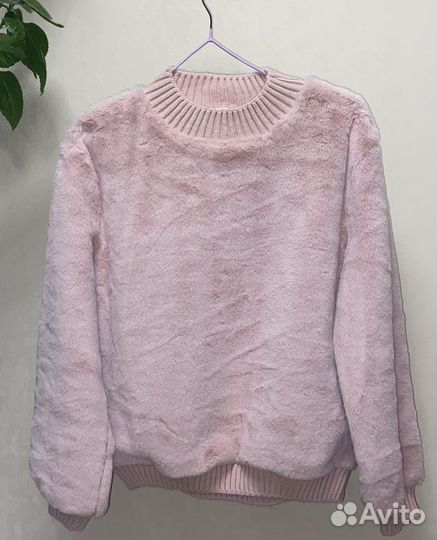 Пушистый свитер, розовый, на рост 164