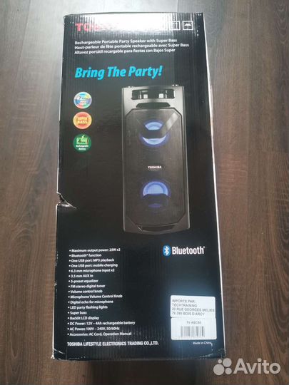 Портативная bluetooth колонка Toshiba