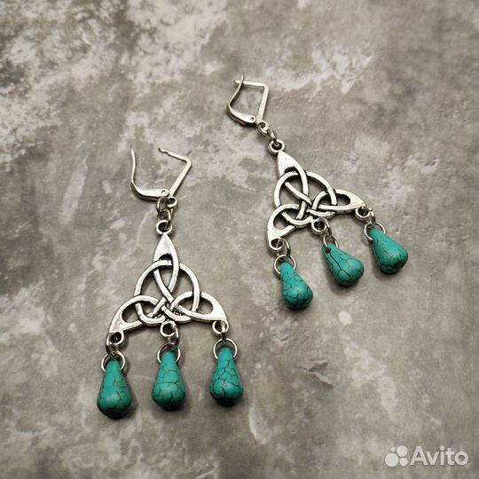 Серьги бирюза натуральные камни