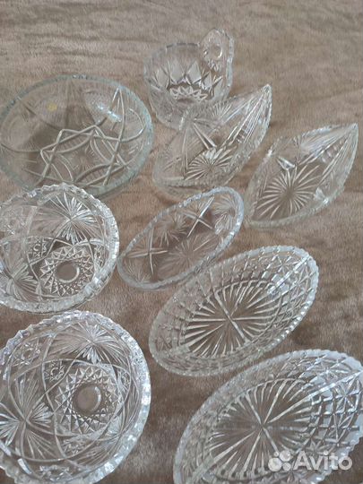 Ваза для фруктов, салатники, хрусталь