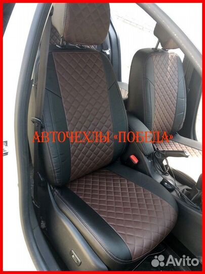 Чехлы Renault Fluence из экокожи чёрно-шоколадные