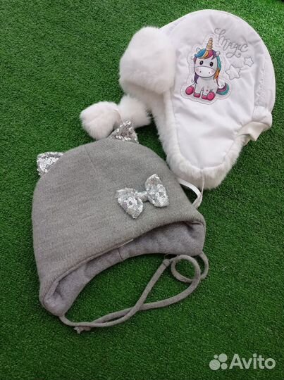 Зимние шапки для девочки р. 50-52